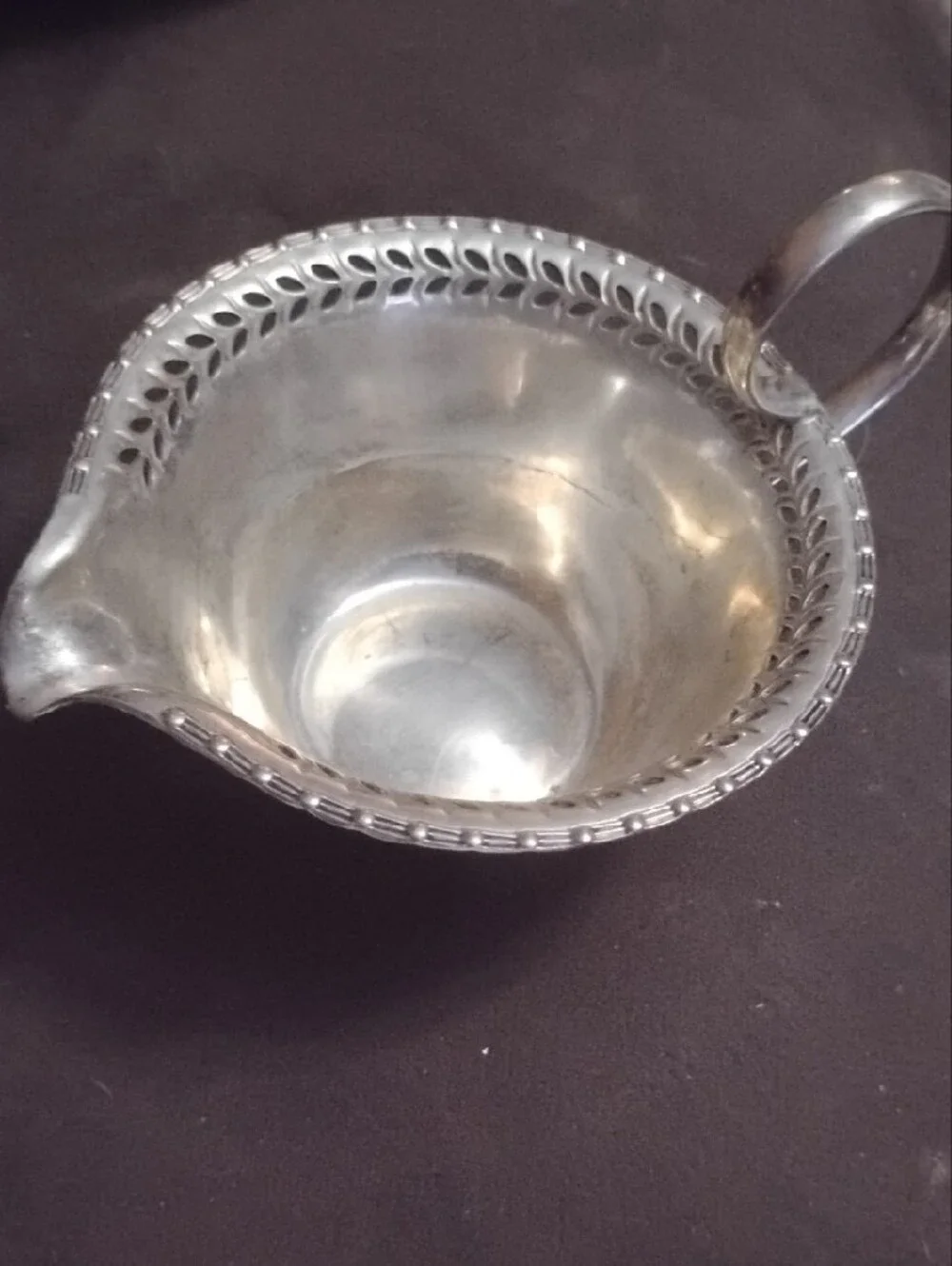 Source Unknown Silver-Tone Pierced Rim Creamer Pitcher
